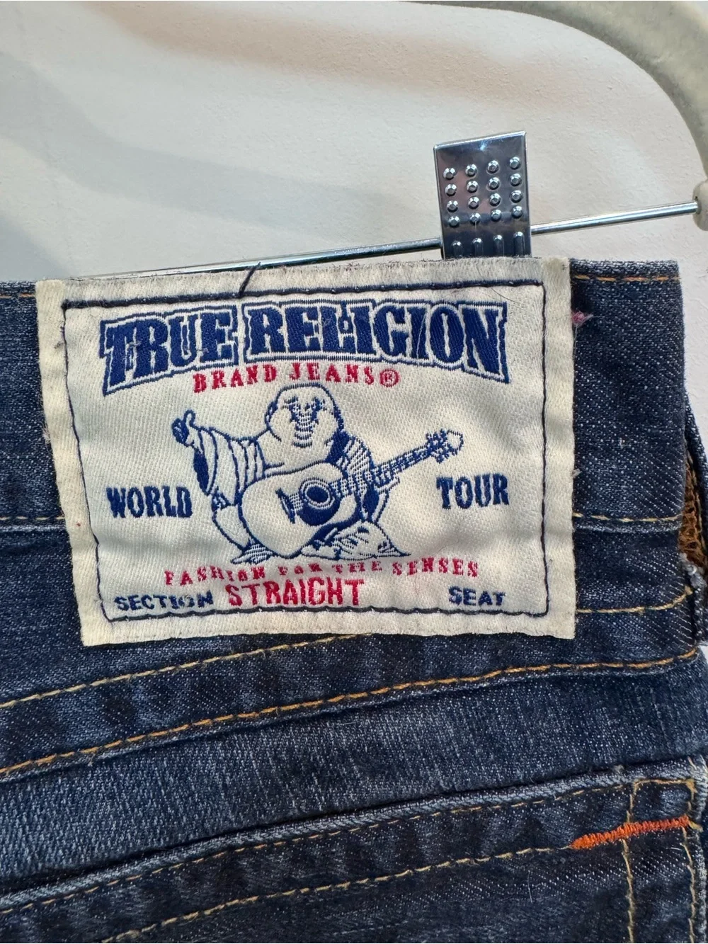 True Religion Camo Horseshoe Dark Wash Straight Leg Jeans